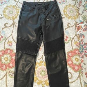 Topshop Leather Moto Pants Black Leather Motorcycle Pants Textured Leather Jeans